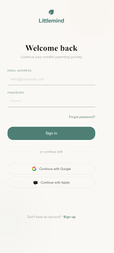 Sign-in · Apple / Google / email